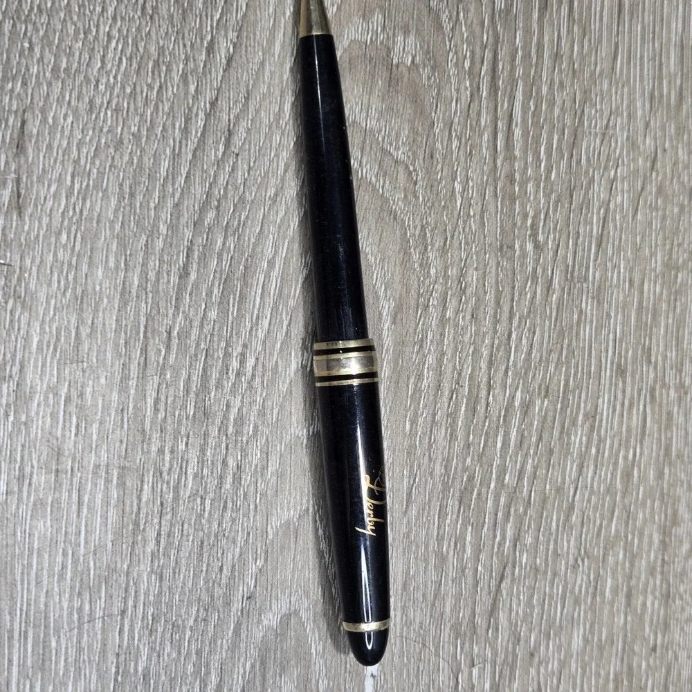 Vintage The Derby Logo Black Resin Gold Trim Twist Ballpoint Pen Executive